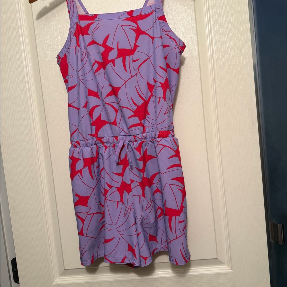 All in Motion Purple and Red Leaf Print Dress